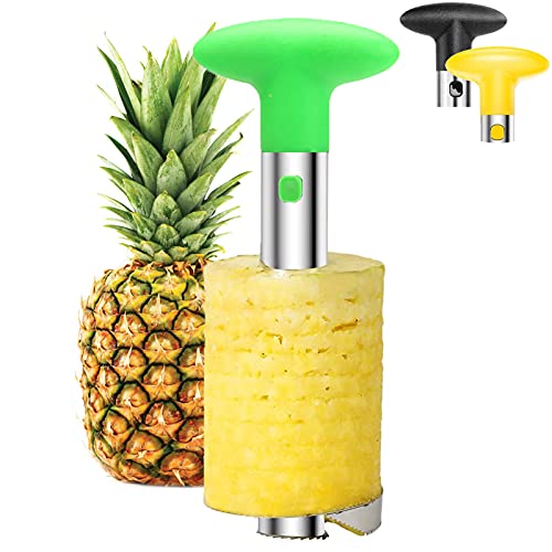 DENZUS Pineapple Corer, Fruit Cutters Kitchen Tool Stainless Steel Pineapple Slicer Core Remover Tool Cutter Peeler for Home & Kitchen, Green
