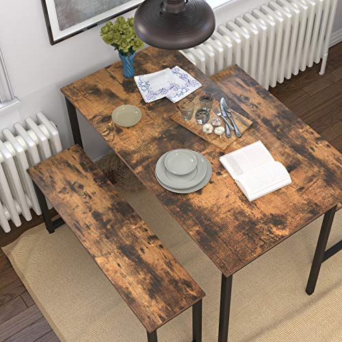 HOOBRO Dining Benches, Pair of 2 Benches, Industrial Style Indoor Benches, Durable Metal Frame, for Kitchen, Dining Room, Living Room, Rustic Brown BF01CD01 | The Storepaperoomates Retail Market - Fast Affordable Shopping