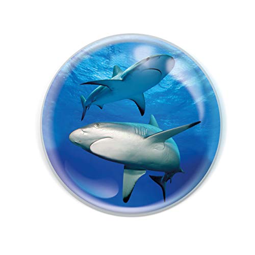 Magnidome – Shark from Deluxebase. Shark Crystal Glass Fridge Magnet for Kids. Superb Domed Shaped Round Magnets for Home Decorations and Accessories