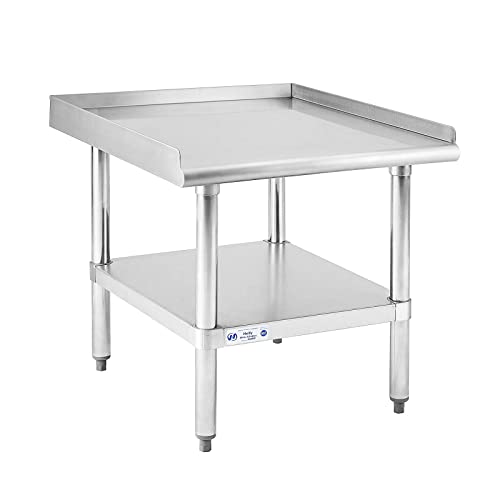 Hally Stainless Steel Equipment Stand 28×24 Inches with Undershelf, NSF Commercial Prep & Work Table with Rear and Side Risers, Heavy Duty Grill for Kitchen, Bar, Restaurant, Home and Hotel