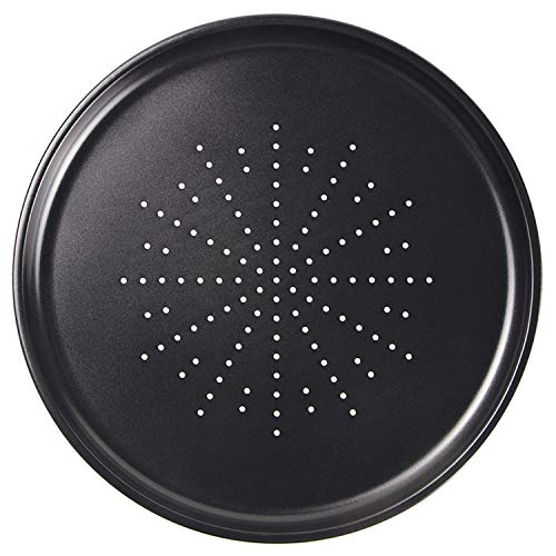 Webake Vented Pizza Pan 12 Inch with Holes Pizza Crisper Tray Non-stick Coating on Carbon Steel Round Pizza Plate for Oven, Perforated Baking Sheet for Home Restaurant Kitchen