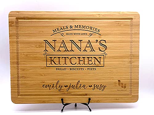 Personalized Cutting Board for Mom or Grandma, Custom Engraved Name and Text, Customized Mom and Grandma Gift from Daughter or Son, Kitchen Sign with Stand, 12 Designs and 3 Sizes
