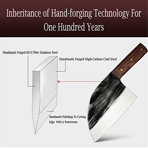 Chinese Chef’s Knife and Meat Cleaver Knife,Forged Kitchen Knife Butcher Handmade Forged Stainless Steel Utility Chef Knife with Full-Tang Dalbergia Cochinchinensis Handle for Home, Kitchen & Restaura | The Storepaperoomates Retail Market - Fast Affordable Shopping