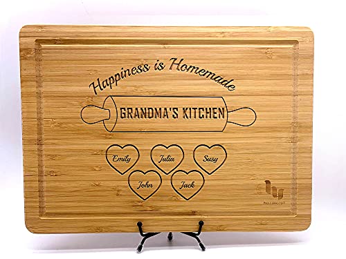 Personalized Cutting Board for Mom or Grandma, Custom Engraved Name, Personalized Cutting Board with Stand, Customized Mom and Grandma Gift from Daughter or Son, Kitchen Sign with Stand, 12 Designs