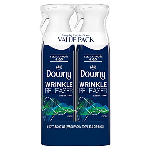 Downy WrinkleGuard Wrinkle Release Fabric Spray, Fresh Scent, 19.4 Total Oz- 2 bottles(pack of 1) – Fabric Refresher, Odor Eliminator & Anti Static, 9.7 Ounce (Pack of 2)