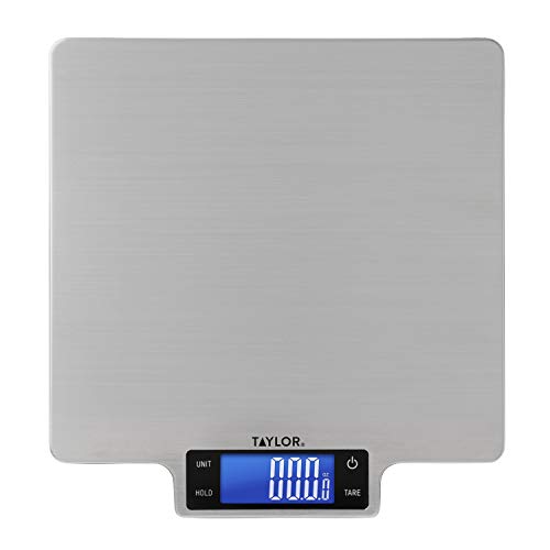 Taylor Precision Products 22lb Ultra-Precise Digital Stainless Steel Household Kitchen Scale, One, Silver