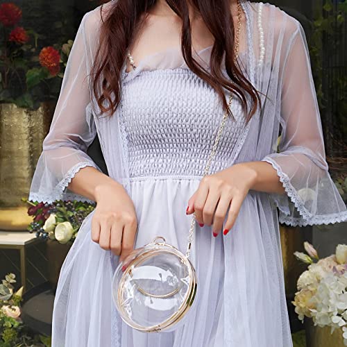 LETODE Mini Round Ball Shape Purse Transparent Evening Clutches Cute Clear Acrylic Box Shoulder Bags Handbag for Women (CLEAR & GOLD) | The Storepaperoomates Retail Market - Fast Affordable Shopping