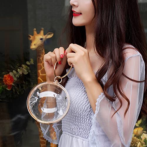 LETODE Mini Round Ball Shape Purse Transparent Evening Clutches Cute Clear Acrylic Box Shoulder Bags Handbag for Women (CLEAR & GOLD) | The Storepaperoomates Retail Market - Fast Affordable Shopping