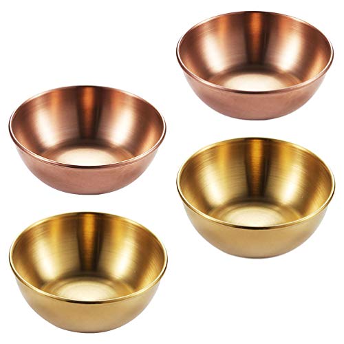 DOITOOL 8pcs Stainless Steel Sauce Dishes Seasoning Dishes Round Sushi Dipping Bowls Mini Appetizer Plates for Kitchen Home