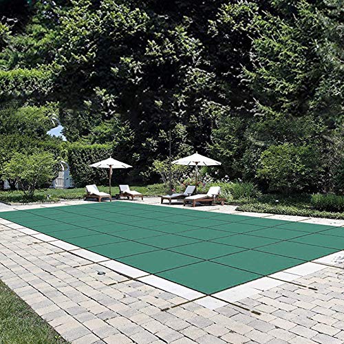 Happybuy Pool Safety Cover Fits 20 x 38 ft Rectangle Inground Safety Pool Cover Green Mesh Solid Pool Safety Cover for Swimming Pool Winter Safety Cover