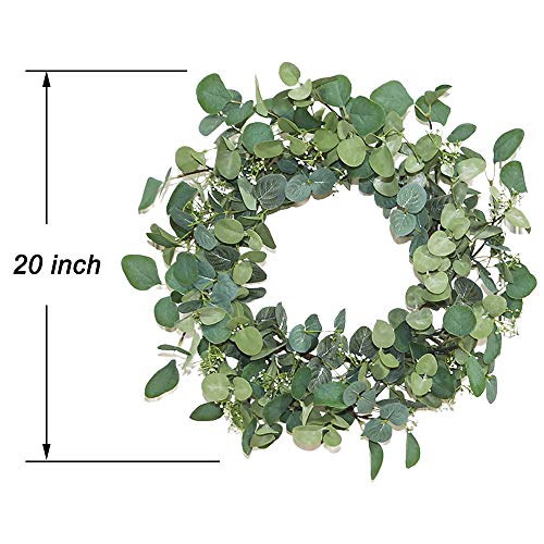 Lvydec Artificial Eucalyptus Wreath – 20″ Fake Green Leaves Eucalyptus Wreath with Seeds for Front Door, Wall, Window, Farmhouse Decoration | The Storepaperoomates Retail Market - Fast Affordable Shopping