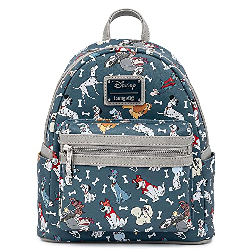 Loungefly Disney Dogs Mini-Backpack Handbag All Over Print Lady Tramp Dalmatians Grey