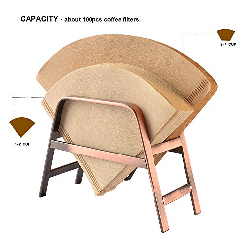 CAFEMASY Coffee Filter Holder Retro Copper Coffee Filter Paper Holder Rack Stand for Home Kitchen Cafe Bar Cone Coffee Filters Storage | The Storepaperoomates Retail Market - Fast Affordable Shopping