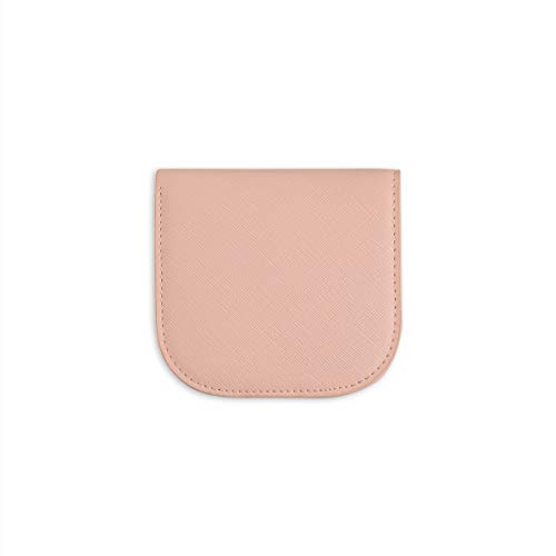 Poketo Dome Wallet, Light Pink Saffiano Vegan Leather, 6 card slots, 4″ x 3.75″