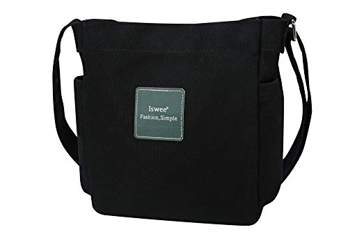Iswee Women’s Canvas Shoulder Bag Small Hobo Purse and Handbag Crossbody Bag Messenger Bags (Black)