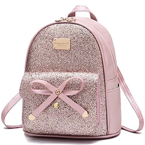 Girls Cute Sequin Mini Backpack for Girls Small Bowknot Leather Purse Fashion Backpack Purse for Women