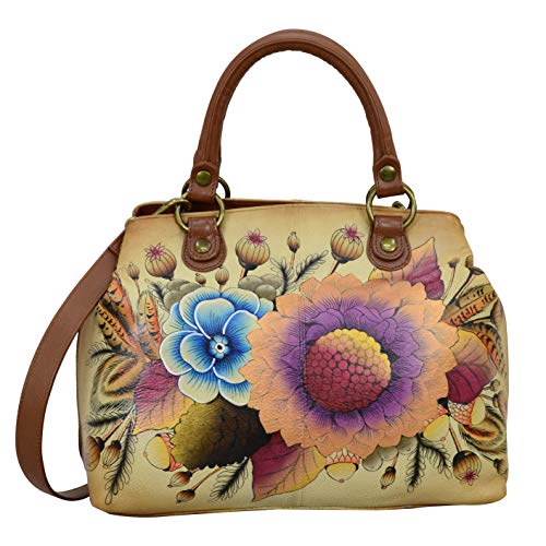 Anna by Anuschka Satchel Shoulder Handbag – Genuine Leather – Rustic Bouquet
