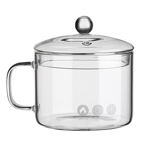 UPKOCH Clear Glass Cooking Pot Heat Resistant Stovetop Pot Cooking Saucepan Multi-Function Stew Pot for Home Kitchen Restaurant