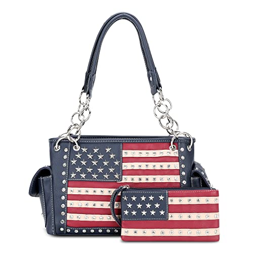 Montana West Patriotic Handbags for Women Concealed Carry Satchel Purse American Pride Flag Tote Shoulder Bags Navy US04G-8085W-NY