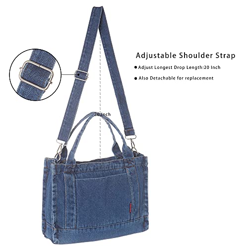 AOCINA Denim Purse Jean Travel Tote Bags for Women Beach Bag Denim Purses and Handbags for Teen Girls Women(E-Dark Blue) | The Storepaperoomates Retail Market - Fast Affordable Shopping
