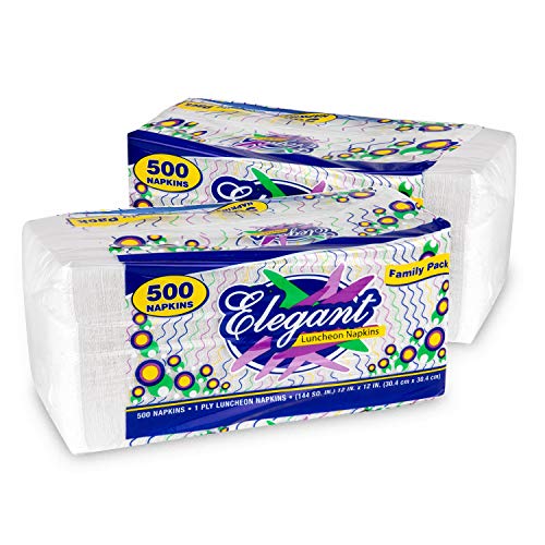 Stock Your Home 12 Inch Disposable Napkins – 1 Ply White Dinner Napkins – Recyclable Paper Napkins for Dinner, Parties, Crafts, Daily Use – 1000 Pack