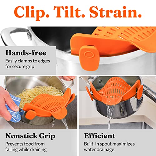 Kitchen Gizmo Snap N Strain Pot Strainer and Pasta Strainer – Adjustable Silicone Clip On Strainer for Pots, Pans, and Bowls – Kitchen Colander – Orange | The Storepaperoomates Retail Market - Fast Affordable Shopping