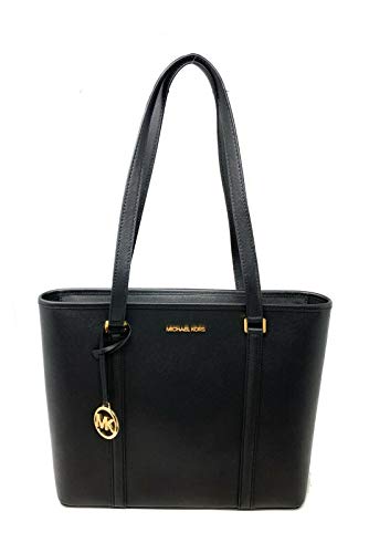 Michael Kors New Women’s Sady Medium Leather Top Zip Tote Bag Purse Handbag, Black…