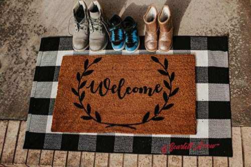 Buffalo Plaid Rug 28″ x 43″ – Indoor/Outdoor Black and White Checkered Rug – Area Rugs for Layered Door Mats Washable Carpet for Porch/Kitchen/Farmhouse – Washable Thick Plaid Hand-Woven Fabric