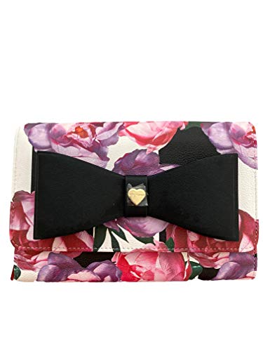 Betsey Johnson Dani Floral Printed Crossbody with Bow Black Floral One Size