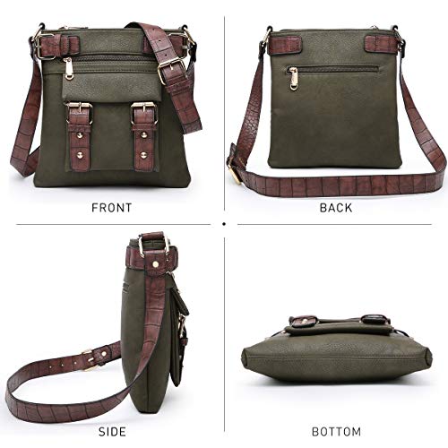 Dasein Top Belted Crossbody Bags for Women Soft Leather Messenger Bag Shoulder Bag Travel Purse (large size-army green) | The Storepaperoomates Retail Market - Fast Affordable Shopping