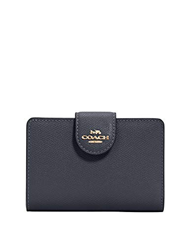 COACH Medium Leather Corner Zip Wallet in Midnight – Style #6390