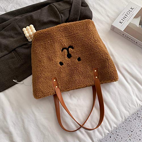 QTMY Faux Fur Tote Bag, Cute Bear Purse Handbag for Women (Dark Brown) | The Storepaperoomates Retail Market - Fast Affordable Shopping