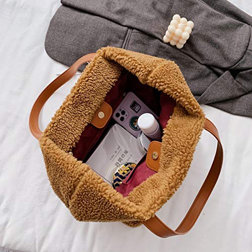QTMY Faux Fur Tote Bag, Cute Bear Purse Handbag for Women (Dark Brown) | The Storepaperoomates Retail Market - Fast Affordable Shopping