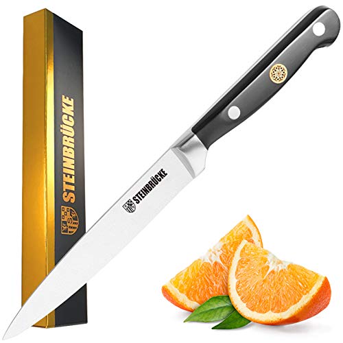 Utility Knife 5 inch – Kitchen Utility Knife Forged from German Stainless Steel 5Cr15Mov(HRC58), Full Tang, Razor Sharp Paring Knife with Ergonomic Handle for Home, Kitchen&Restaurant