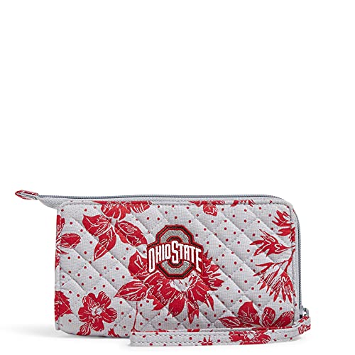 Vera Bradley unisex adult Cotton Collegiate Front Zip With Rfid Protection (Multiple Teams Available) Wristlet, The Ohio State University Gray/Red Rain Garden – Recycled Cotton, One Size US