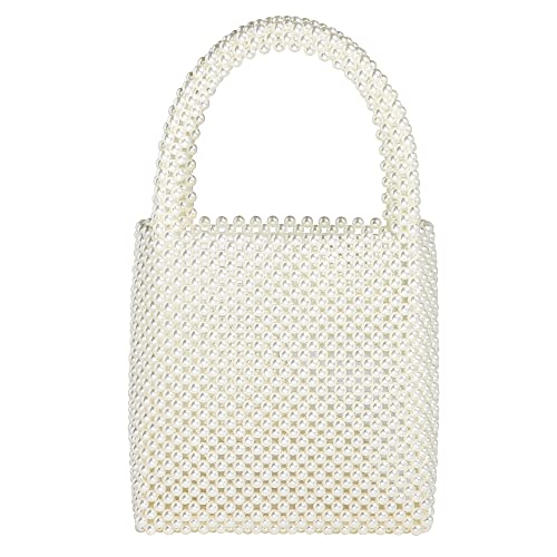 Grandxii Pearl Clutch Purse White Summer Handbag Tote Bag Evening Party Bag With Pearls For Women