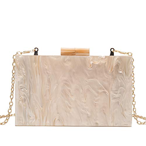 Acrylic Clutch Purses for women Perspex Bag Box Clutch Evening Crossbody Handbags (Nude)