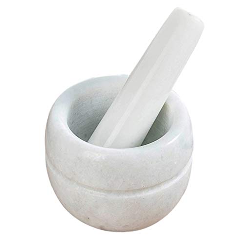 Solid Marble Mortar And Pestle Set Crusher Grinder Bowl Home Kitchen Tool Small Manual Smasher Garlic Press White Natural Stone Beater Grinding Mill (Color : White)