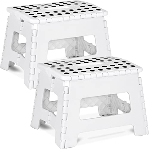 Utopia Home Folding Step Stool – (Pack of 2) Foot Stool with 9 Inch Height – Holds Up to 300 lbs – Lightweight Plastic Foldable Step Stool for Kids, Kitchen, Bathroom & Living Room (Black)