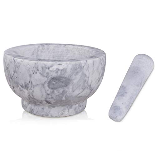 Solid Marble Mortar And Pestle Set Traditional Home Kitchen Multi-Function Grinder Manual Smasher Crush Pot Manual Grinding Garlic Ginger Seasonings Sauces (Color : Multi-colored)