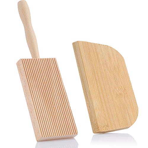 8 Inch Gnocchi Paddle Beechwood Gnocchi Boards Butter Paddle with Dough Scraper for Kitchen Home Use