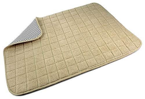 High End Home Microfiber Dish Drying Mat, Solid Color, Tan, Includes 1-Year Warranty