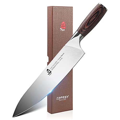 TUO Chef Knife 10 inch – Pro Japanese Gyuto Knives Kitchen Vegetable Meat Knife – German HC Stainless Steel – Ergonomic Pakkawood Handle for Home Kitchen & Restaurant – Osprey Series with Gift Box