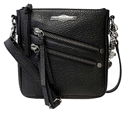 Harley-Davidson Women’s H-D Medallion Zip-It Leather Deluxe Clip Bag – Black