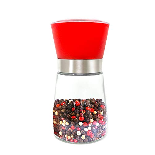 Honbay 1PCS Premium Red Home High Grips Manual Salt or Pepper Grinder Mill Shakers Grinder Jar for Kitchen