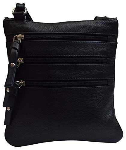 Women’s Purse Crossbody Handbag Premium Genuine Leather Shoulder Bag Luxury Gift for Ladies (Black)