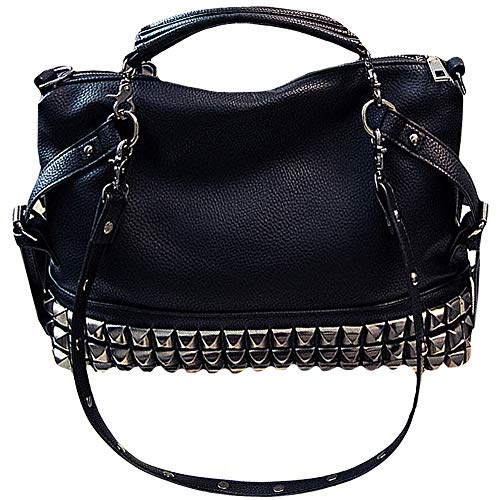 ZLM BAG US Punk Rivet Hobo Handbag for Women Large Crossbody Purse Leather Top Handle Bag