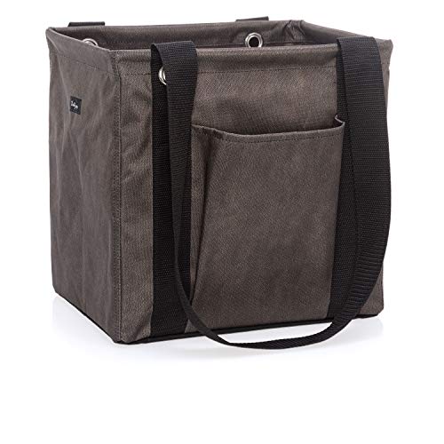Thirty One Small Utility Tote – 9337 – No Embroidery – in Charcoal Crosshatch