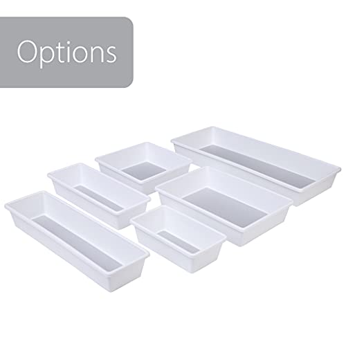 Smart Design Plastic Drawer Organizer – Set of 3 – 6.75 x 3.75 Inch – Non-Slip Lining and Feet – BPA Free – Utensils, Flatware, Office, Personal Care, or Makeup Storage – Kitchen – White with Gray | The Storepaperoomates Retail Market - Fast Affordable Shopping