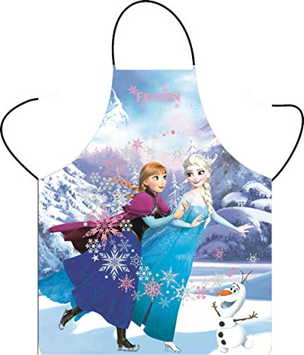 Disney Princess Character Frozen Anna and Elsa Apron-Black Cartoon Cute Apron for Girl Women Lady Kitchen Chef Cooking BBQ Bib Apron Creative Birthday Gift Party Cosplay Costume Ages 5+